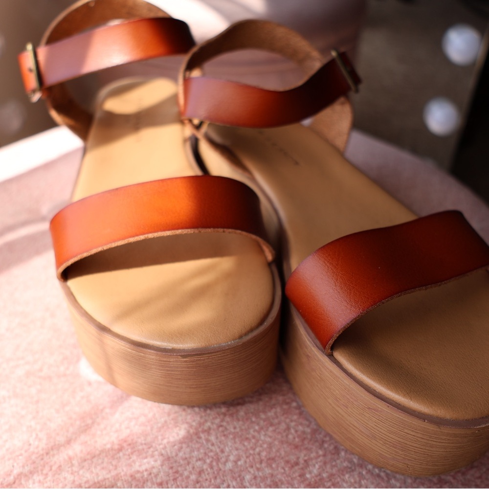 Rock & Candy Brown Platform Sandals with Leather Straps